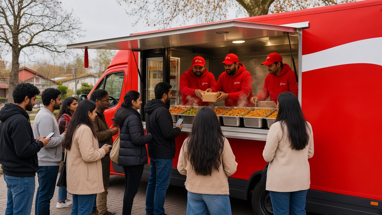Foodeza Mittagessen — Gäste warten am Foodtruck