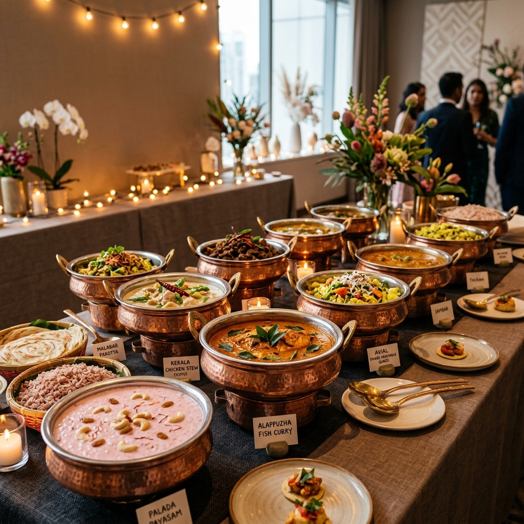 Indoor Kerala catering buffet in Germany
